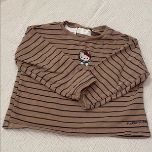 Zara Hello Kitty Brown Striped Long Sleeve Tee 3Y